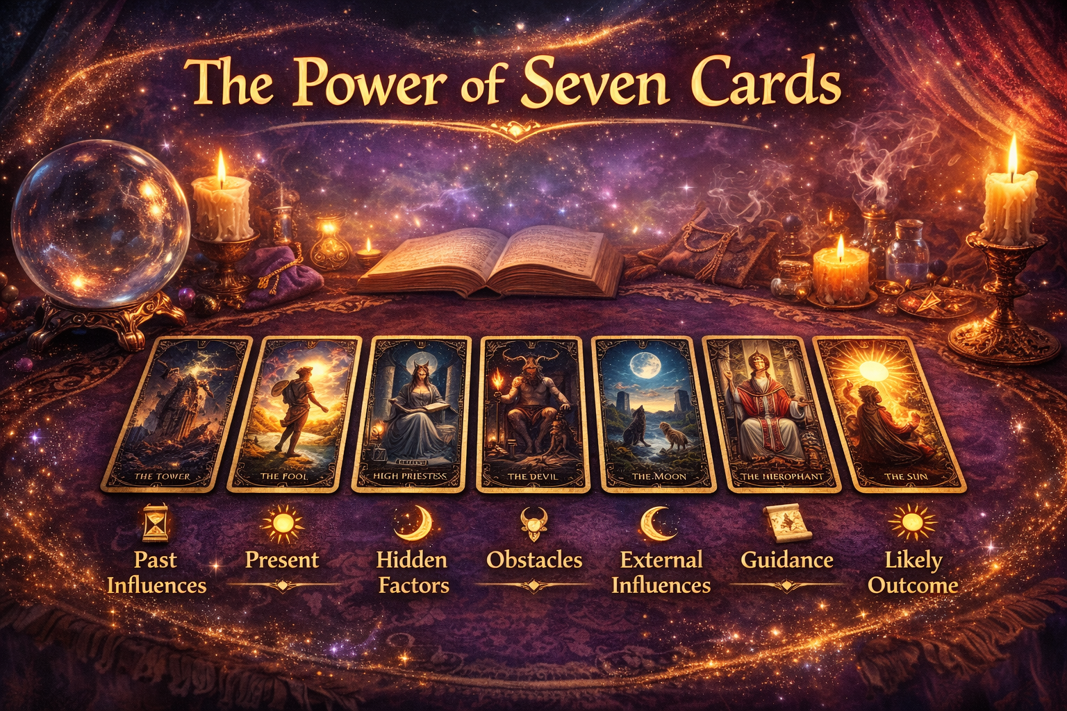 Seven Card Tarot Spread Layout